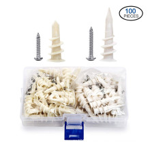 100PCS  M4 M4.2 Plastic Drywall Anchors Screw Sets Wall Anchor Plug with Self Tapping Screw